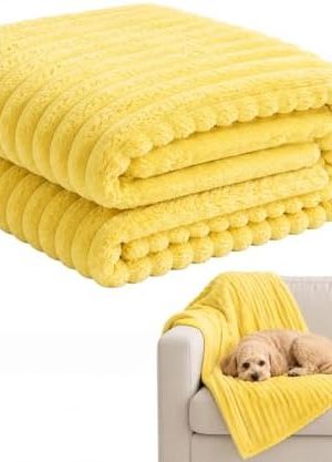 Soft Yellow Pet Security Blanket, Cozy Throw for Dogs, Indoor Sofa & Home Use, 47.2x78.7"