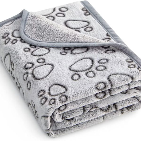 Soft Washable Dog & Cat Blanket, 40x32" Cozy Fleece Pet Throw for Small, Medium & Large Pets
