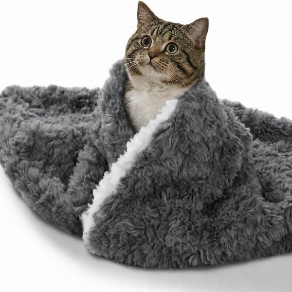 Soft Faux Fur & Sherpa Cat Blanket, Cozy Throw for Indoor Cats