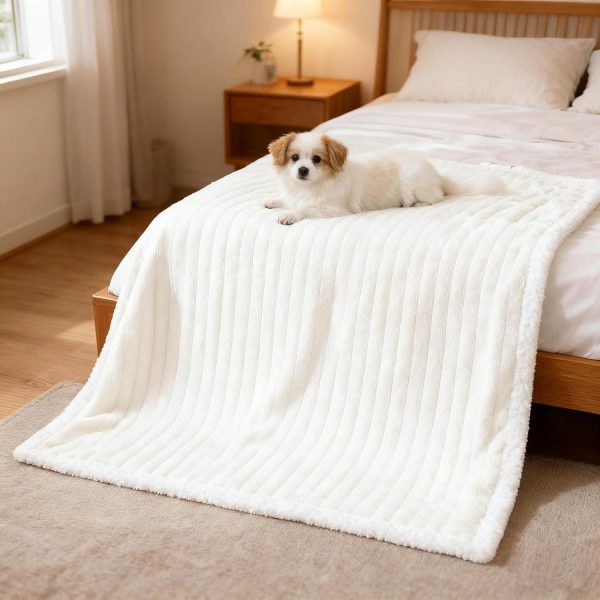 Waterproof Pet Blanket, Soft Protective Throw for Dogs & Cats, Cream, 35x25"
