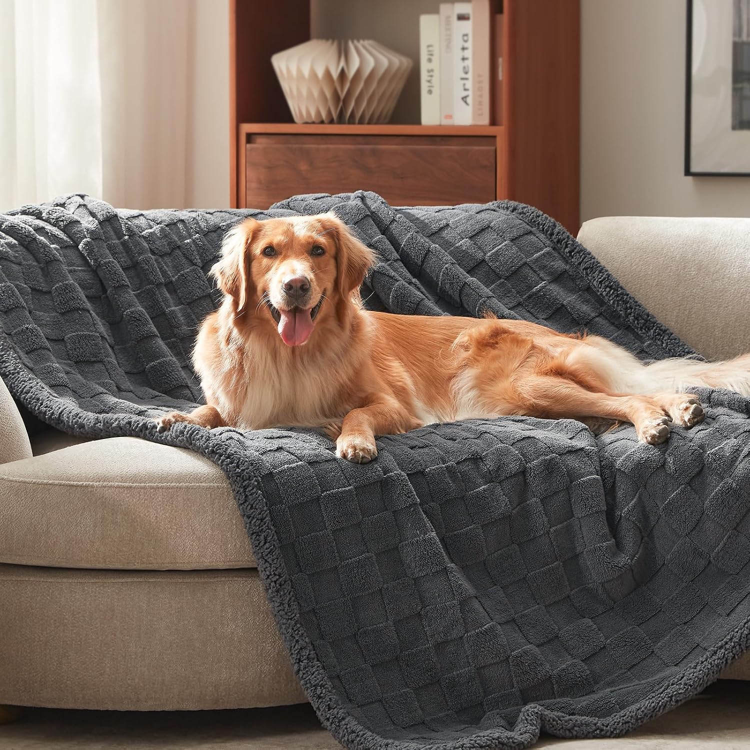 Waterproof Fleece Pet Blanket, Soft Furniture Protector for Dogs & Cats, Reversible Washable Throw, 40x50", Grey
