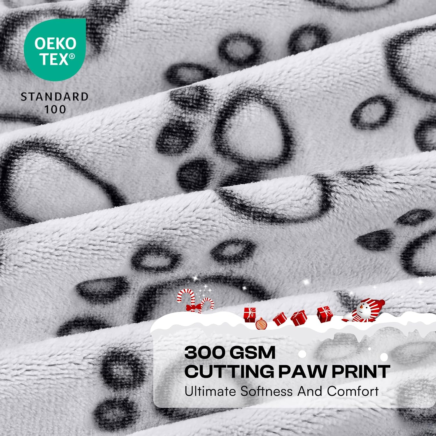 Fluffy Paw Print Pet Blanket, Soft Fleece Throw for Small, Medium & Large Dogs & Cats - Image 2