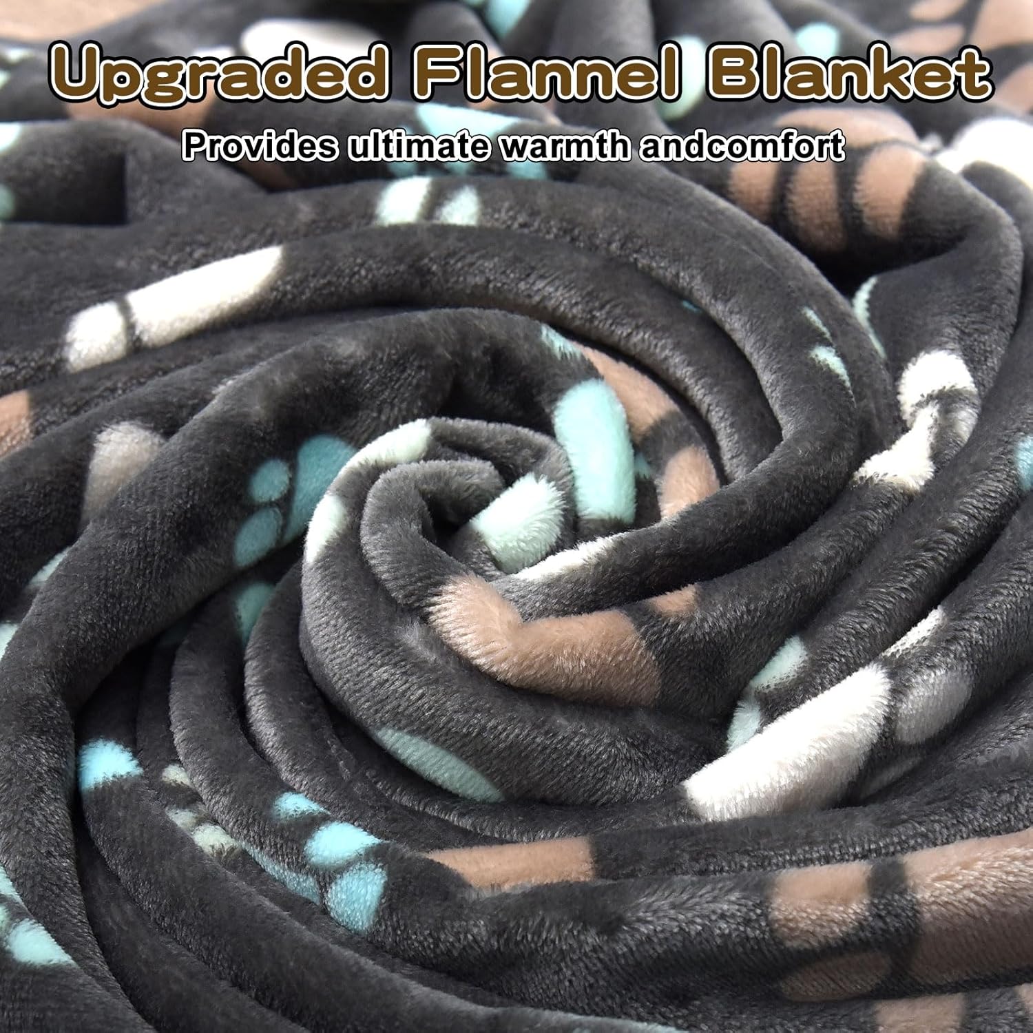 Upgraded Flannel Pet Blanket for Large Dogs & Cats, Soft Cozy Throw, 60x50", Grey - Image 2